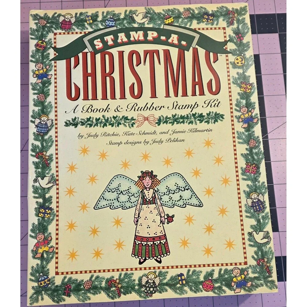 Vintage 1995 Stamp-A-Christmas Complete Rubber Stamp Craft Kit Book Beauz Arts